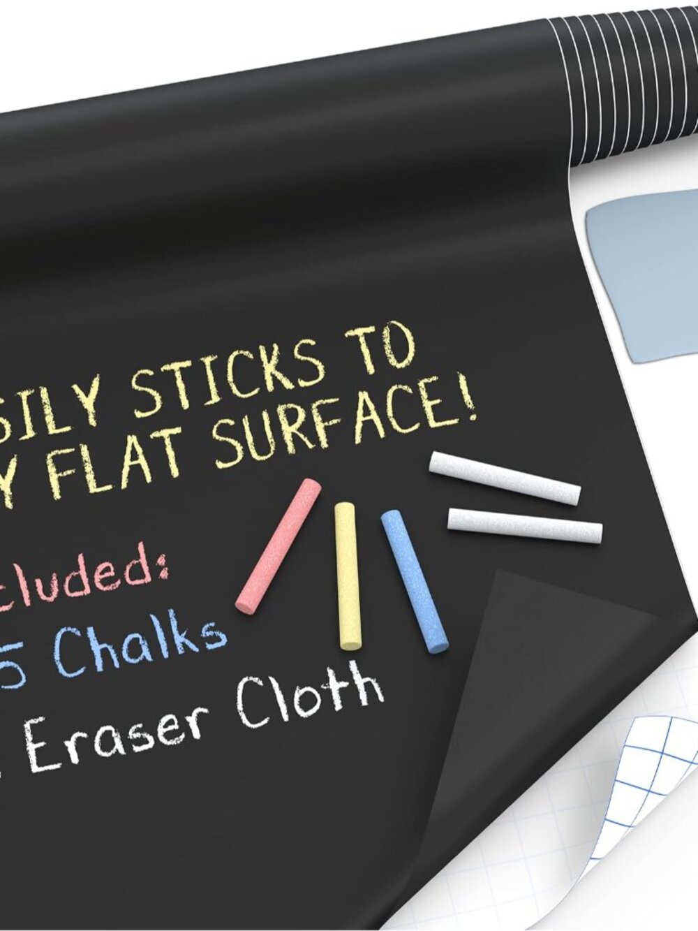 X-Large Chalkboard Wallpaper - Clear | 1.4ft x 8ft Adhesive Paper Roll | Include